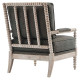 Grey Fabric Distressed Spindle Frame Accent Arm Chair